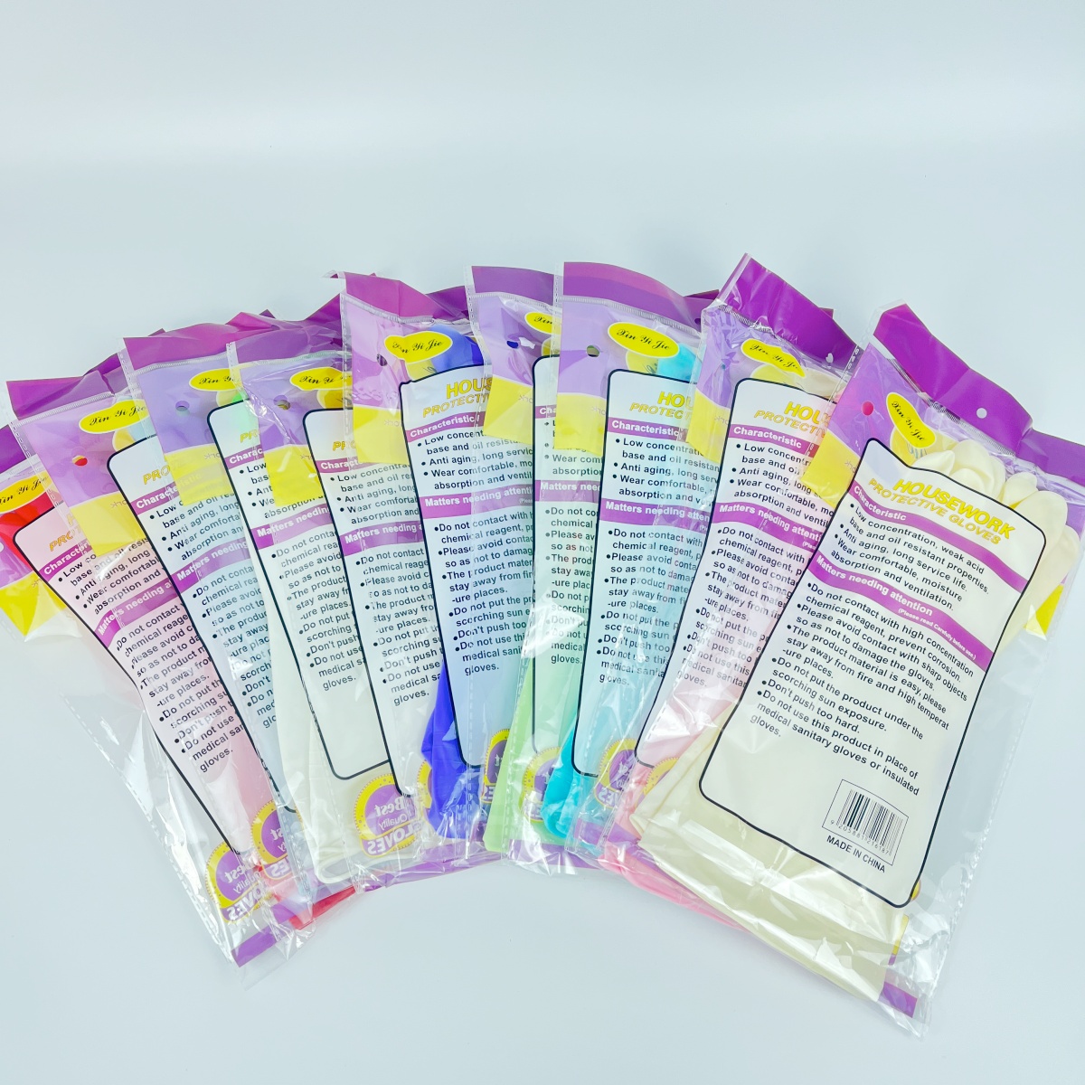 New Heat-Resistant Cleaning Dish Washing Colorful Household Natural Latex Rubber Gloves