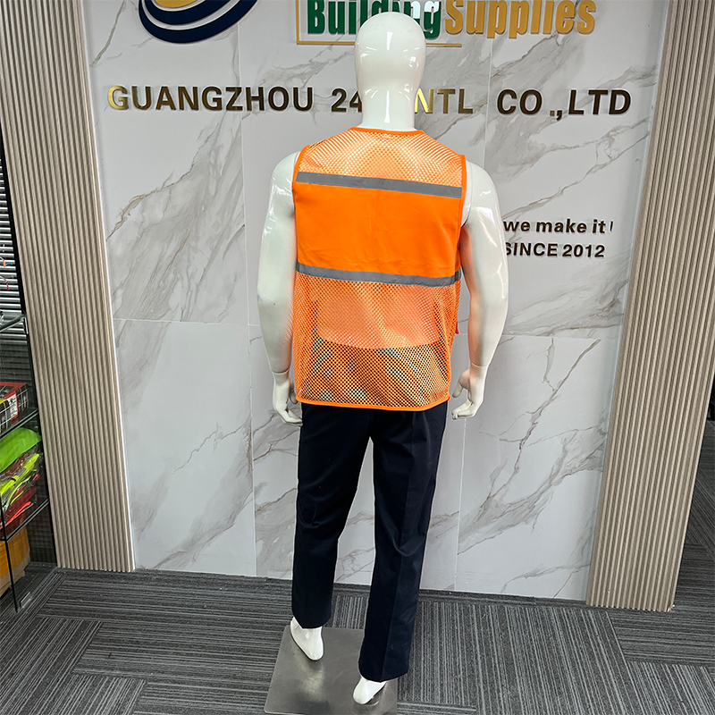 High Visibility Reflective orange Mesh Breathable Construction Safety Vest for Security Personnel