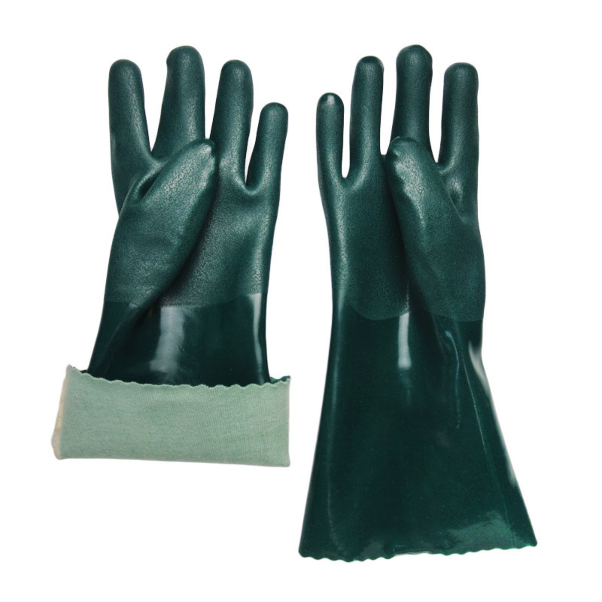 Finishing Waterproof Oil Chemical Resistant Green Industrial PVC Gloves