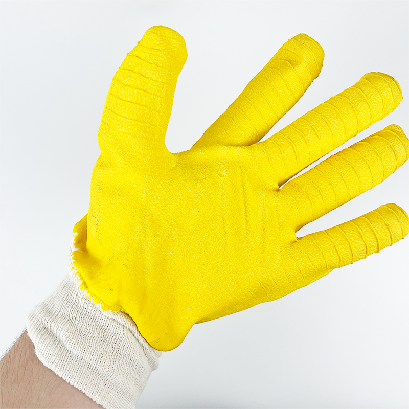 Factory Direct Sales Household Crinkle Latex Coated Interlock Lining Safety Working Oilproof Gloves