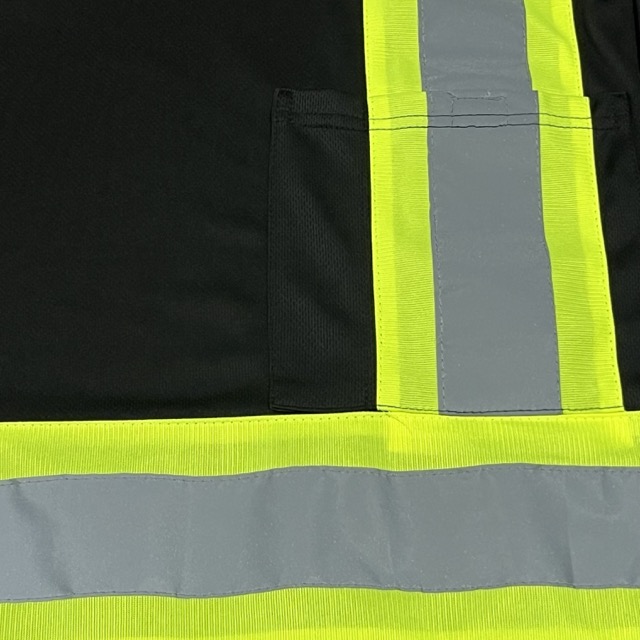 Customizable Reflective Clothing Breathable Half Sleeve Black Hi-vis T Shirt