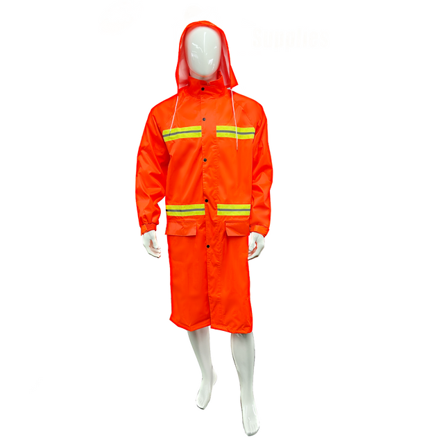 Hot Sale Good Price Custom Long Safety Waterproof Raincoat with Reflective High Visibility Strips