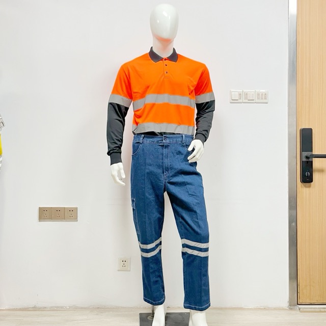  Reflective Jeans Work Wear-Resistant Jeans for Workshops 