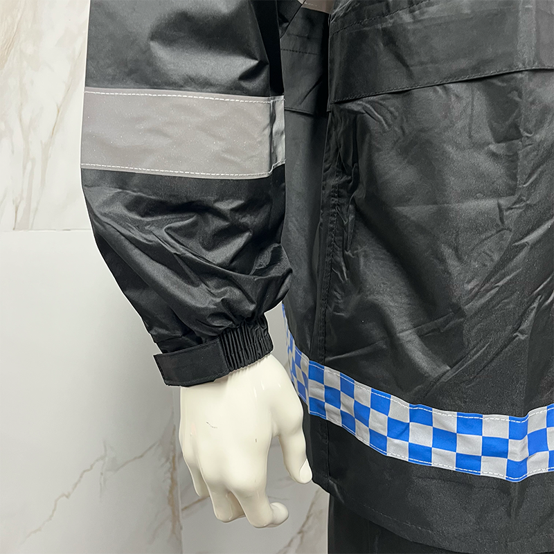 Black PVC Waterproof Men Safety Raincoat Workwear Reflective Safety Raincoat