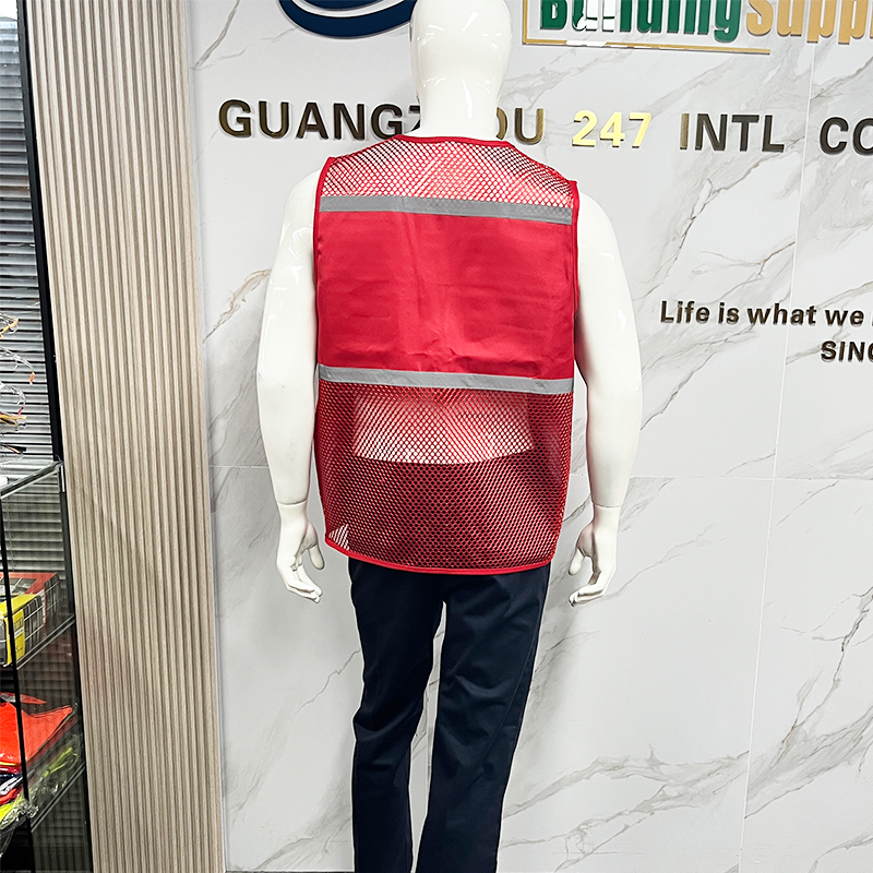 Mesh Breathable Vest with Zipper High Visibility Reflective Safety Vest