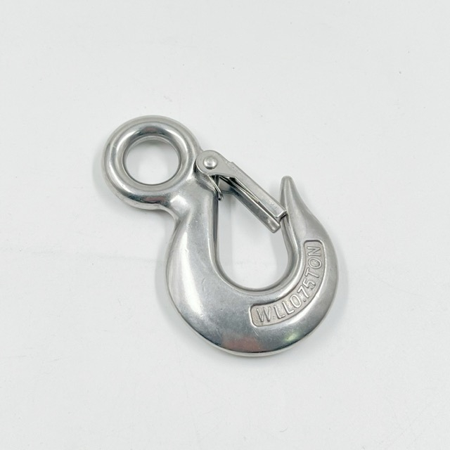 SS304 Stainless Lifting Round Eye Hoist Cargo Hook with Safety Latch