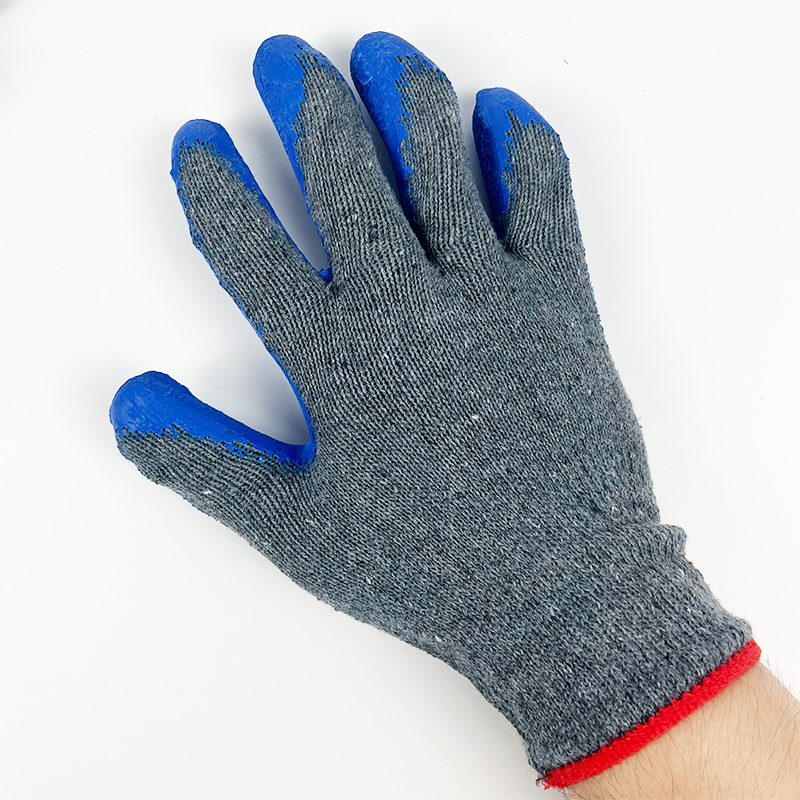 100% Polyester Industrial Gloves Knit Work Safety Labor Gloves Rubber Latex Coated Gloves