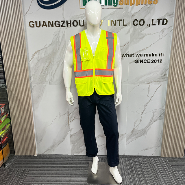 High Quality Multi-Pocket Functional Breathable Front Zipper Design Safety Reflective Vest