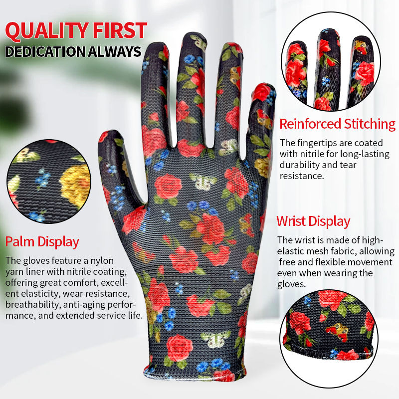 Nitrile Coated Gloves Safety Work Gloves Female Garden Protective Gloves for Wholesale