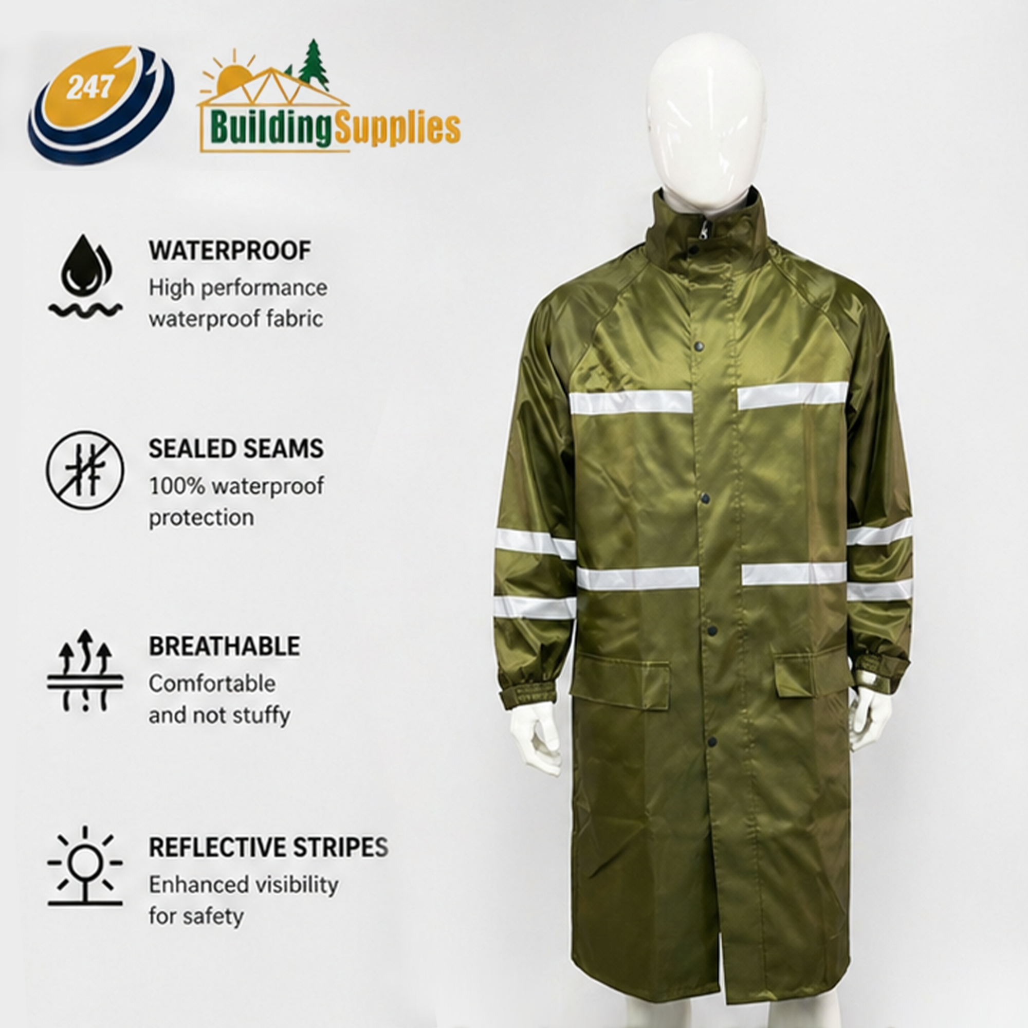 Customized Wholesale Price Reflective Waterproof Construction Raincoat PVC Worker Warning Reflective Safety Raincoat