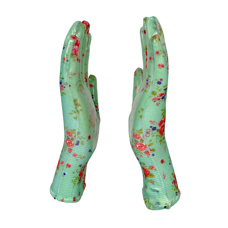 Women's Floral Nitrile Coated Garden Glove Breathable Anti-slip Safety Gloves for Yard Cleaning
