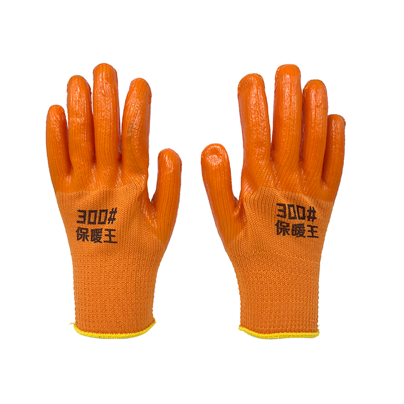 Breathable Wear-resistant Latex Coated Safety Gloves Full Texture Anti Slip Winter Warm Work Gloves