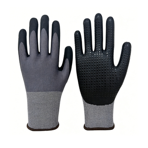 Breathable and Lightweight Nitrile Coated PVC Dots Knitting Nylon Glove Safety Gloves for Construction Work