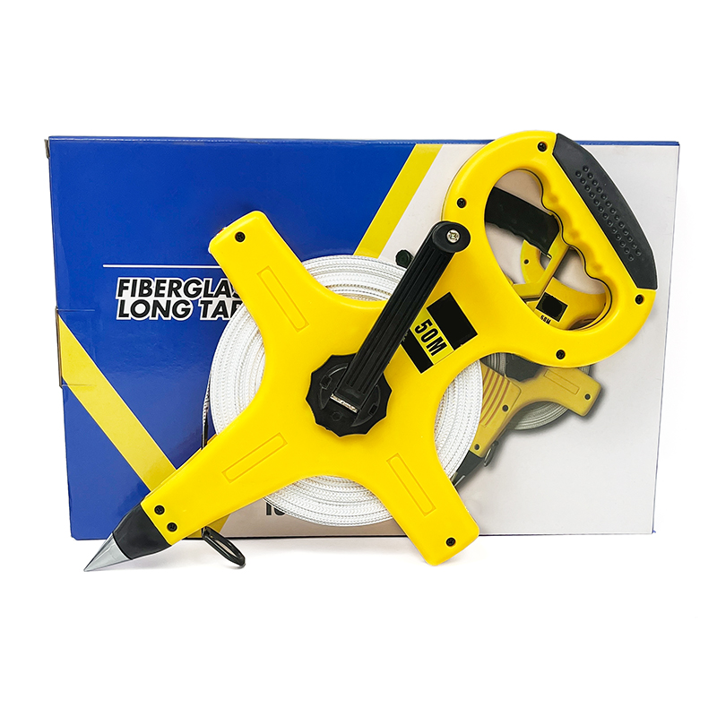 Open Reel Fiberglass Measuring Tape 50/100M Hand Crank Surveying Tape For Construction Site Measurement