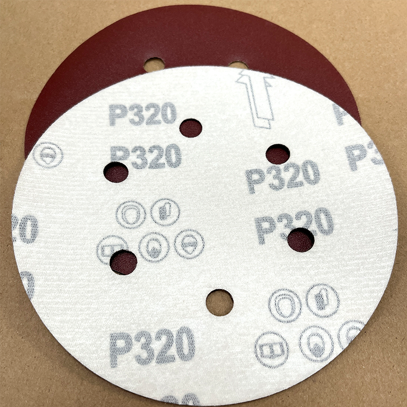 Hot Sale Red Aluminum Oxide Hook And Loop Sanding Disc 125Mm 6 Hole Sandpaper Disc For Industrial Sanding Polishing Application