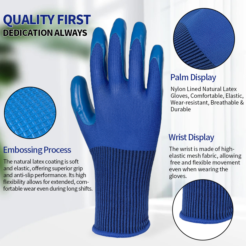 Wholesale Industrial Construction Durable General Purpose Safety Latex Anti-Slip Gloves Latex Rubber Hand Gloves