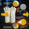 Reinforced Heat-Resistant Fleece Lining Cowhide Leather Safety Gloves Heavy Duty Anti-heat Breathable Welding Gloves