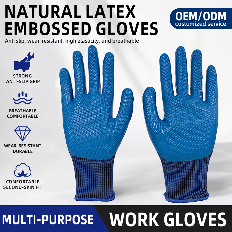 Wholesale Industrial Construction Durable General Purpose Safety Latex Anti-Slip Gloves Latex Rubber Hand Gloves