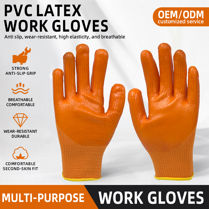 Breathable Wear-resistant Latex Coated Safety Gloves Full Texture Anti Slip Winter Warm Work Gloves