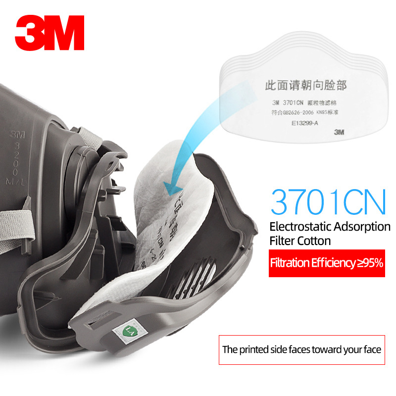 3200 Style Reusable Silicone Half Face Respirator, Industrial Dust and Chemical Gas Mask