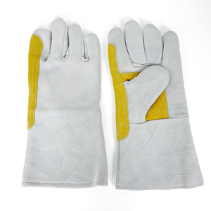 Reinforced Heat-Resistant Fleece Lining Cowhide Leather Safety Gloves Heavy Duty Anti-heat Breathable Welding Gloves