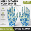 Nitrile Knitted Floral Work Gloves Smooth Nitrile Coated Garden Safety Protection Gloves
