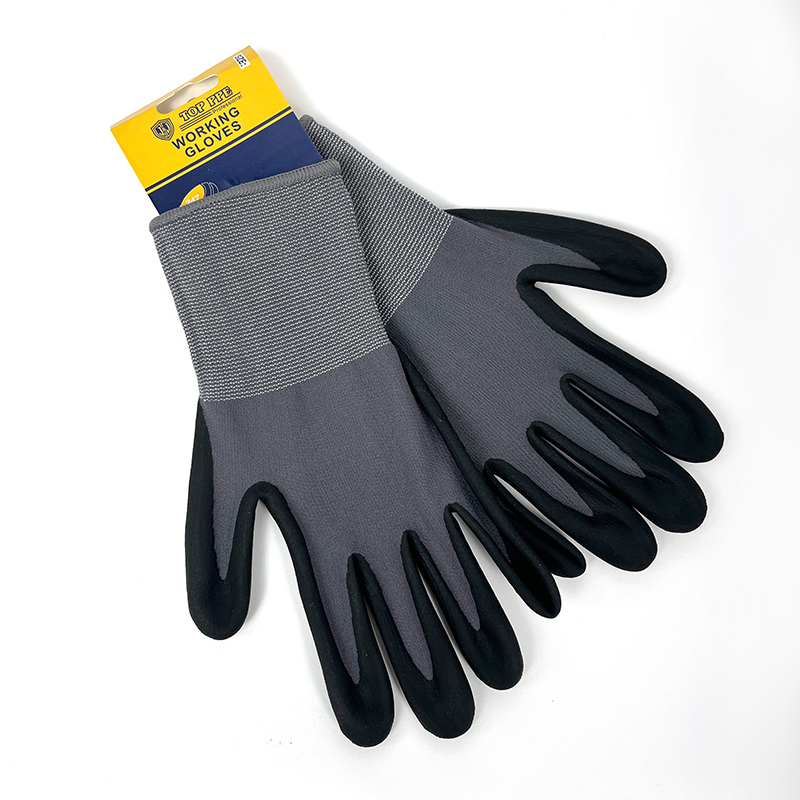 Breathable and Lightweight Nitrile Coated PVC Dots Knitting Nylon Glove Safety Gloves for Construction Work