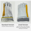 Reinforced Heat-Resistant Fleece Lining Cowhide Leather Safety Gloves Heavy Duty Anti-heat Breathable Welding Gloves