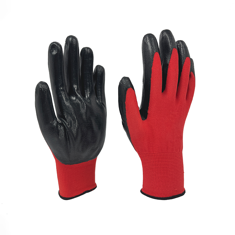 New Promotion Price Durable Vibrant Color Heavy Duty Industrial Gloves Nitrile Safety Labor Gloves