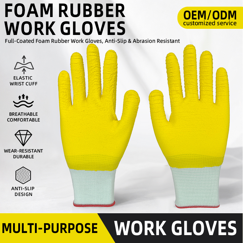 Customizable Colors Wholesale Rubber Coated Gloves Anti-slip Safety Industrial Garden Gloves for Work