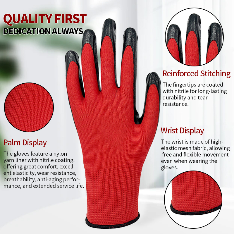 New Promotion Price Durable Vibrant Color Heavy Duty Industrial Gloves Nitrile Safety Labor Gloves