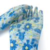 Nitrile Knitted Floral Work Gloves Smooth Nitrile Coated Garden Safety Protection Gloves