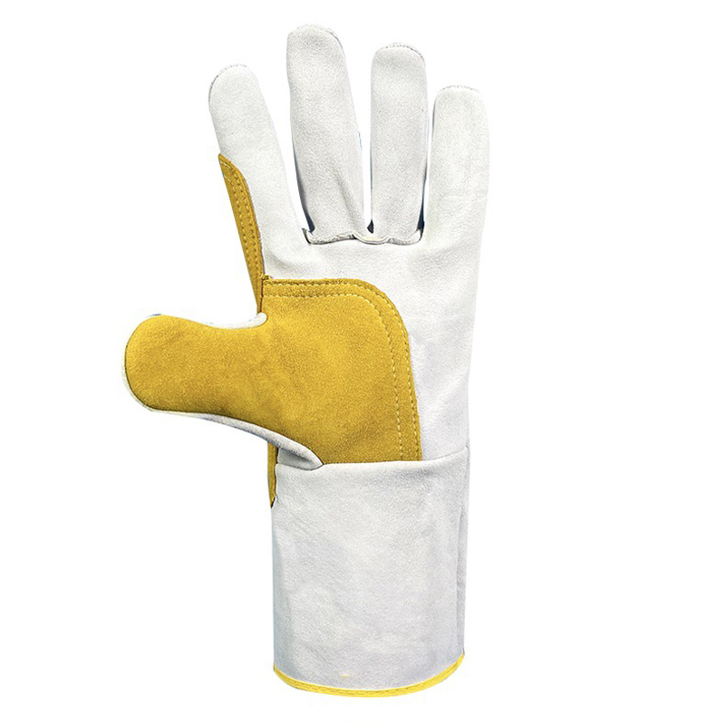 Reinforced Heat-Resistant Fleece Lining Cowhide Leather Safety Gloves Heavy Duty Anti-heat Breathable Welding Gloves