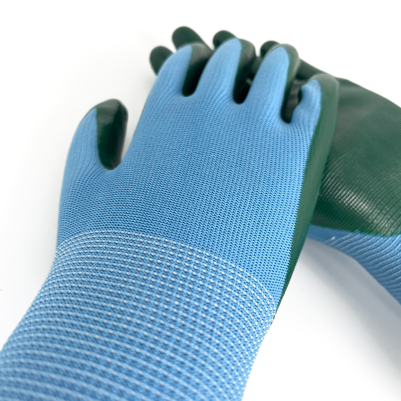 Wholesale Soft and Breathable Lightweight Nitrile Coated Gloves Second-skin Fit Wear-resistant protection Safety Gloves