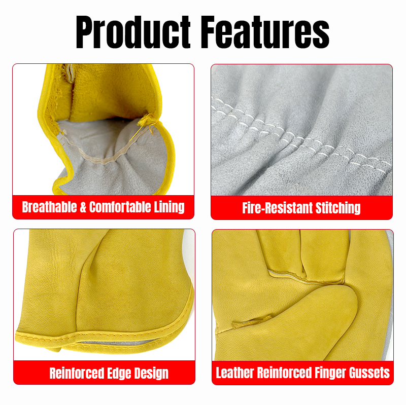 High Performance Goat Leather Personal Protective Comfortable Heavy Work Industrial Anti-Heat Safety Gloves