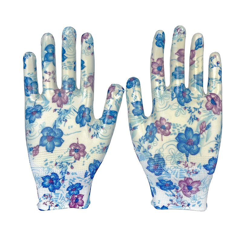 Printed Nitrile General Purpose Labor protection Gloves Wholesale Price Lightweight Breathable Gardening Gloves